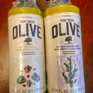 2- Korres Pure Greek Olive Body Cream w/pump Sea Salt & Rosemary Flower 13.53 Oz